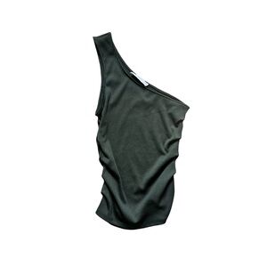 Mango One Sleeveless Asymmetric Green Tank Top Size XS